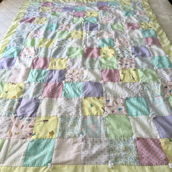 Vintage Handmade Patchwork Baby Quilt – 57” x 42”